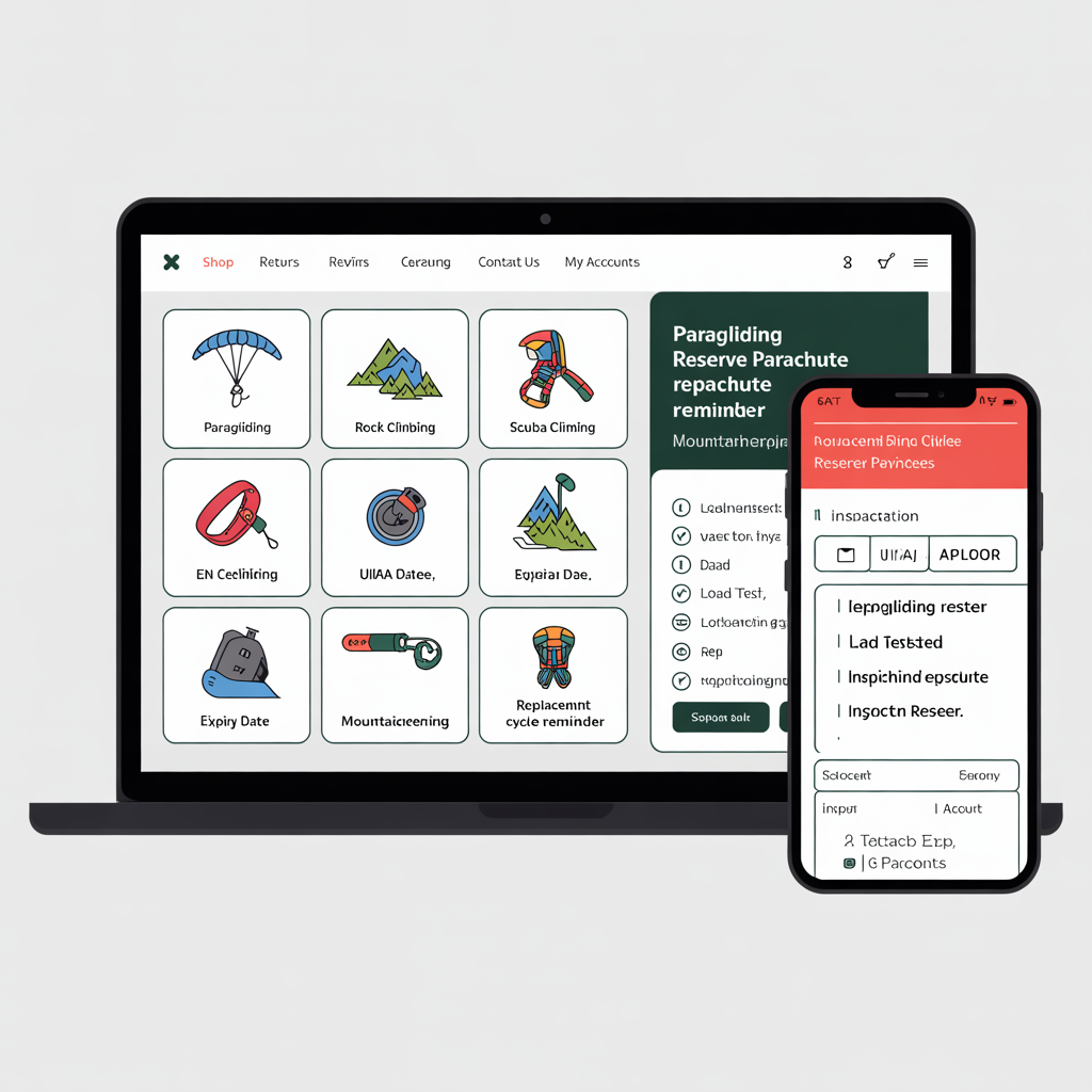 Adventure and outdoor equipment parts website with safety certification search