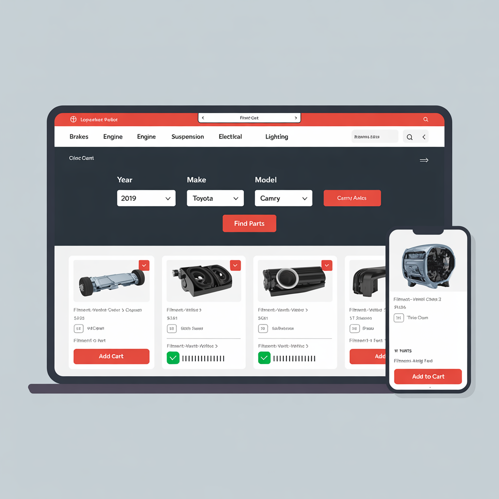 Automotive aftermarket parts ecommerce with year make model search
