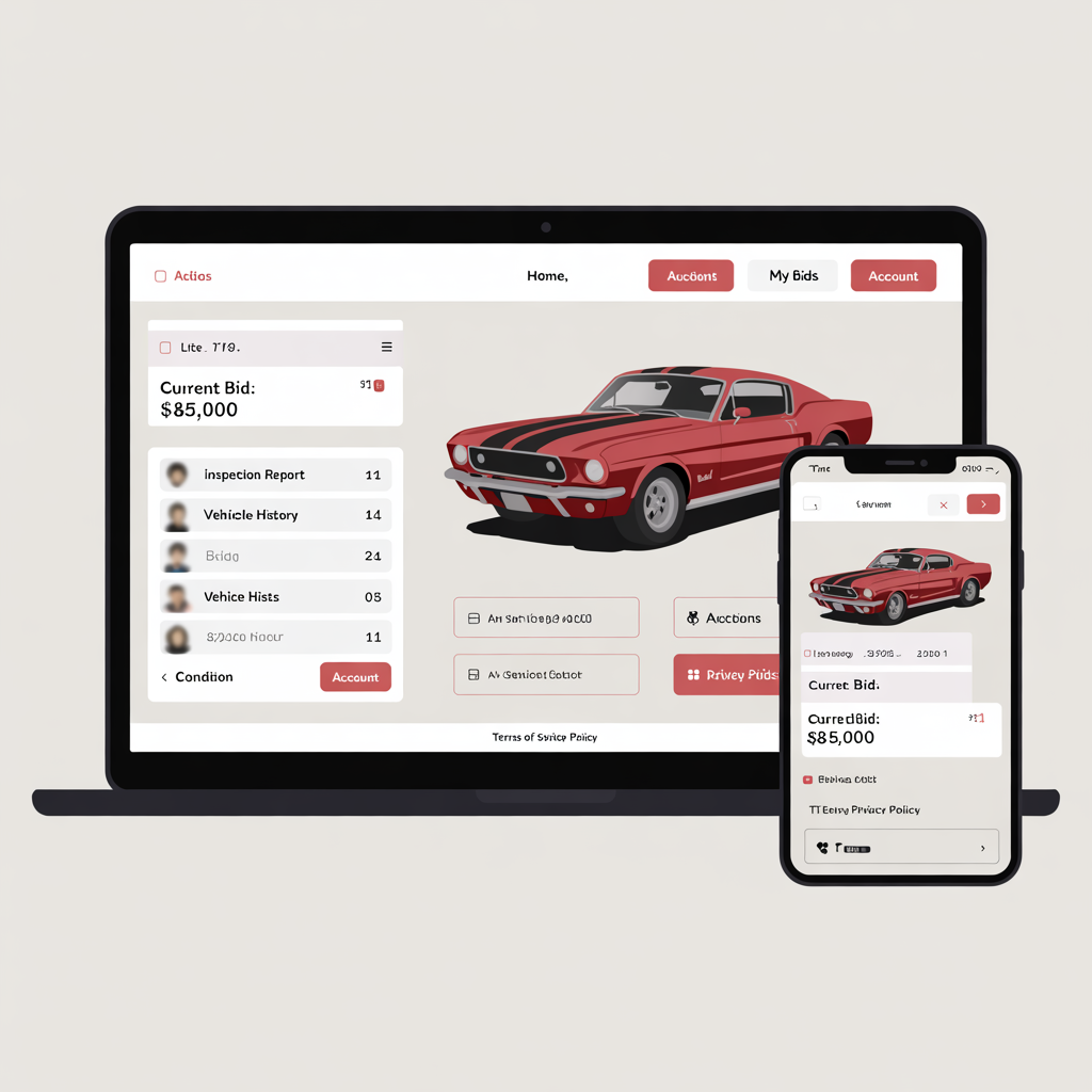 Online car auction platform with live bidding interface