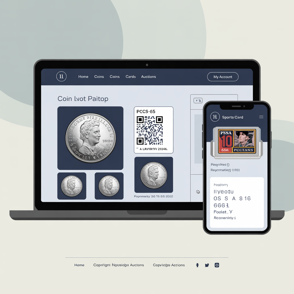 Collectibles and coins auction platform with PCGS NGC grading and population data