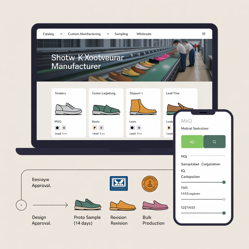 Footwear and shoe manufacturer website with wholesale B2B ordering