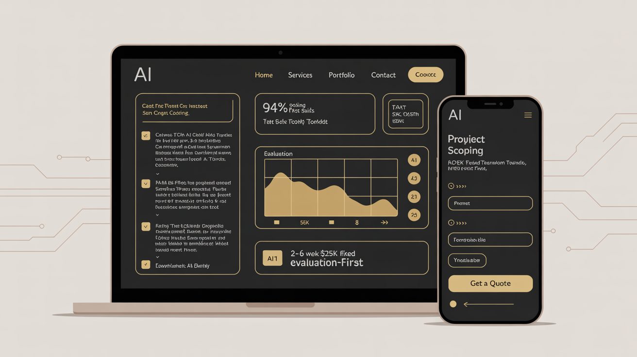 AI developer hire page mockup with LLM feature dashboard
