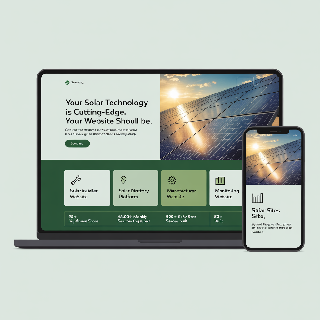 Solar and renewable energy company website development hub