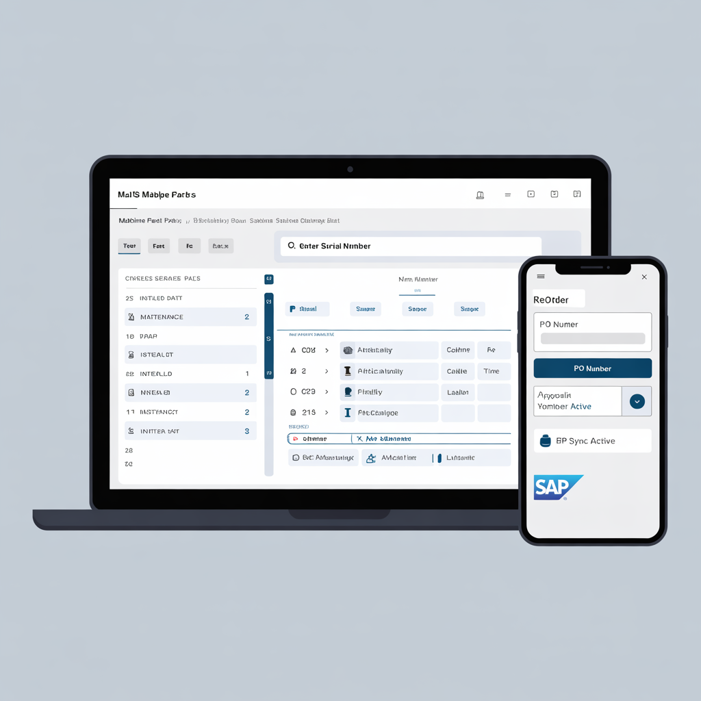 Industrial machinery B2B spare parts portal with serial number lookup