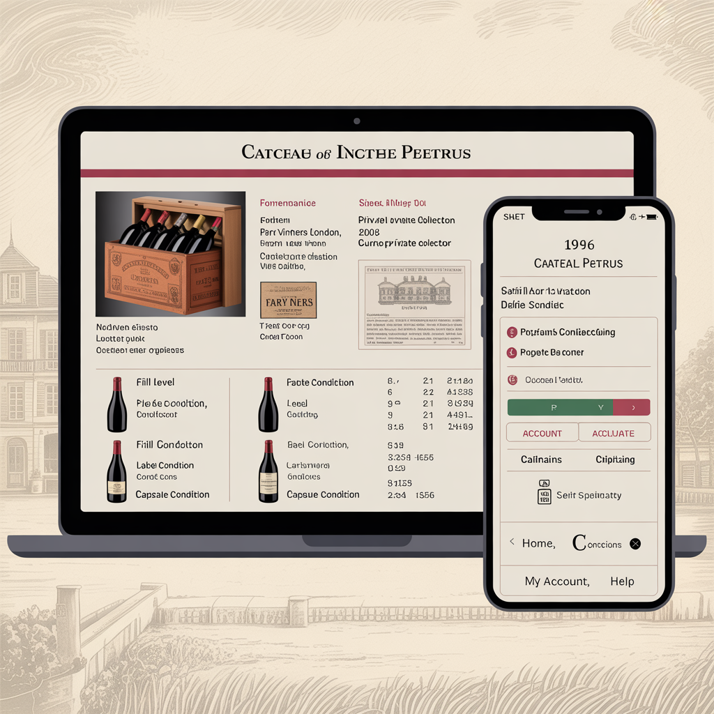 Wine and spirits auction platform with provenance storage history and alcohol compliance